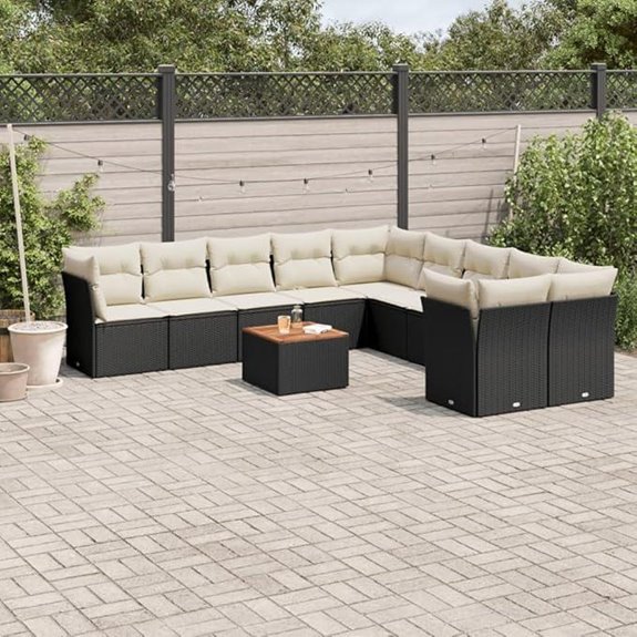11-Piece Modular Garden Sofa Set with Water-Resistant Cushions