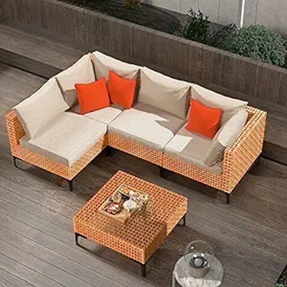 5-Piece Modular Patio Furniture Set with Cushions