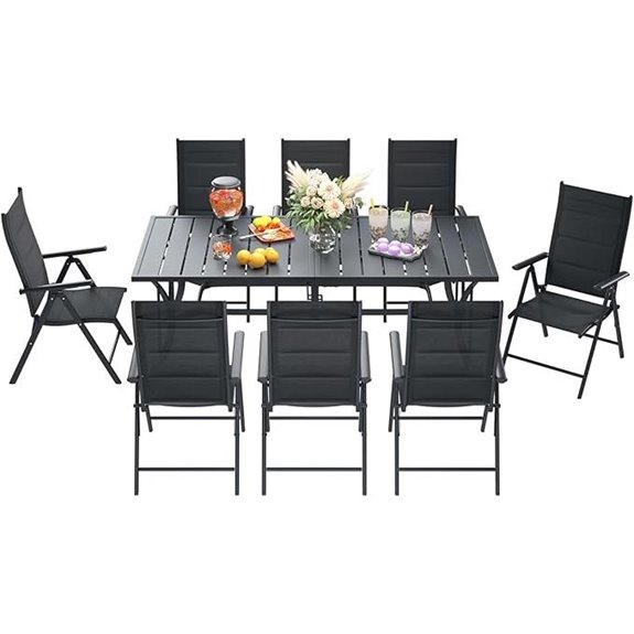 9-Piece Outdoor Dining Set with Foldable Chairs