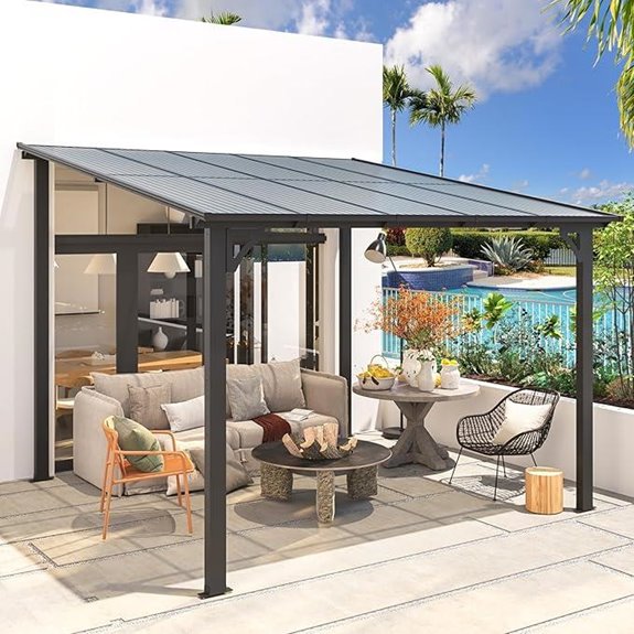 AECOJOY 10’ x 10’ Wall-Mounted Outdoor Gazebo