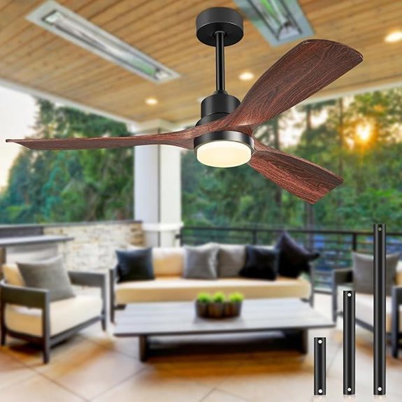 Outdoor 52-Inch Ceiling Fan with Lights and Remote