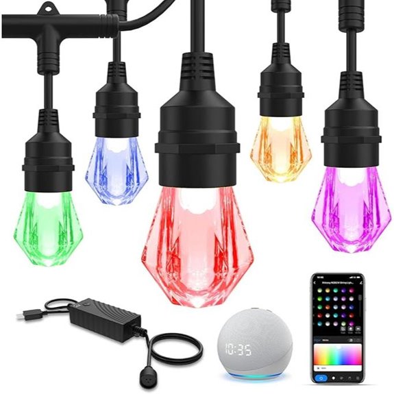 XMCOSY+ 64ft RGB+CWIC Outdoor Smart String Lights