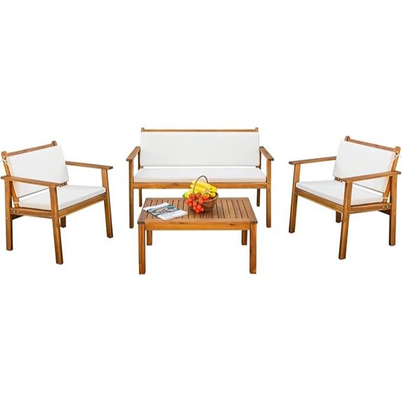 Devoko 4-Piece Acacia Outdoor Patio Furniture Set