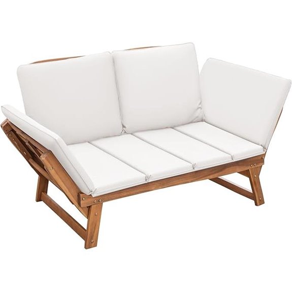 Devoko Outdoor Acacia Wood Convertible Patio Couch