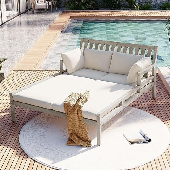 Merax Outdoor 3-Seater Acacia Wood Daybed