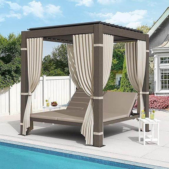 LUE BONA Outdoor Daybed with Adjustable Pergola
