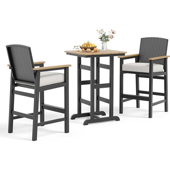 Outdoor 3-Piece Bar Set with Cushions