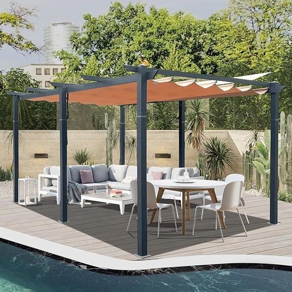 Domi 11x16 Outdoor Retractable Pergola with Canopy