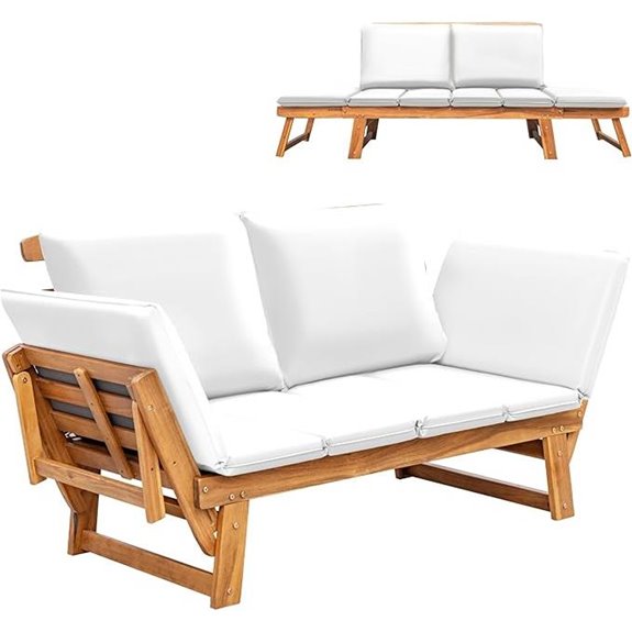 Greesum Convertible Outdoor Patio Sofa Bed with Cushions