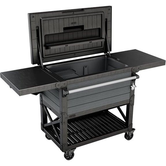 Keter Rolling Outdoor Cooler with Shelf and Bottle Opener