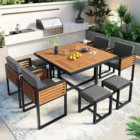 Merax 8-Piece Outdoor Dining Set with Cushioned Chairs