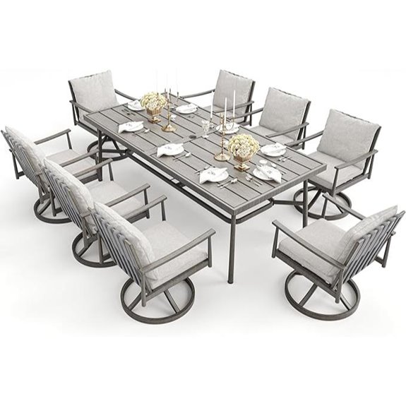 HAPPATIO 9-Piece Outdoor Dining Set with Umbrella Hole
