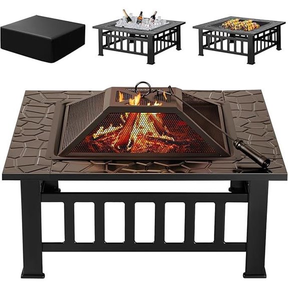 Devoko 32-Inch Outdoor Fire Pit with Cover