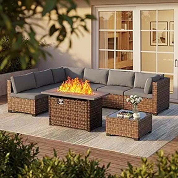 Outdoor Patio Furniture Set with Fire Pit Table