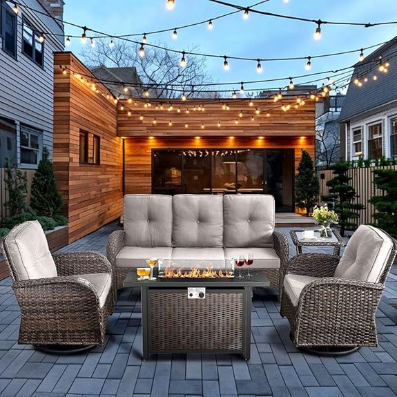 HUMMUH 5-Piece Patio Furniture Set with Fire Pit