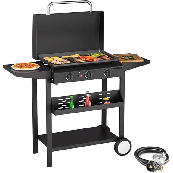 SKOK 3-Burner Outdoor Gas Griddle with Hood