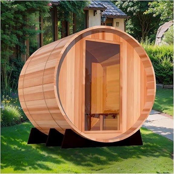 Outdoor Double Sauna with Heater Glass and Accessories