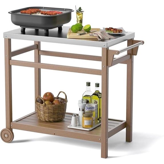 TORVA Outdoor Prep Grill Cart with Stainless Steel Table