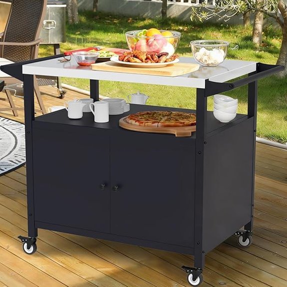 RAXSINYER Outdoor Grill Cart with Storage and Hooks