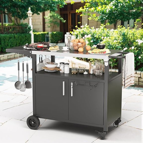JY QAQA Outdoor Grill Cart with Storage