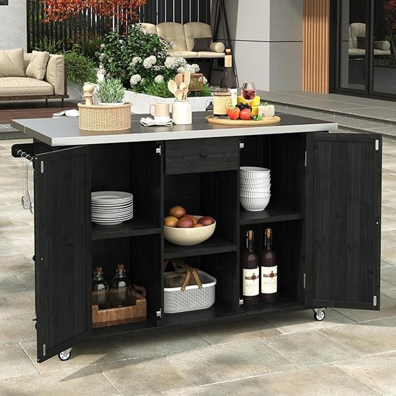 LUMISOL Outdoor Grill Table with Storage and Accessories