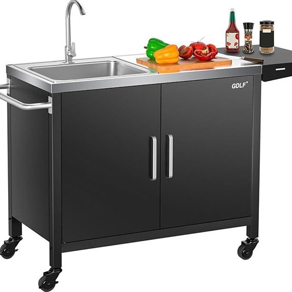 GDLF Outdoor Grill Table with Sink and Cart