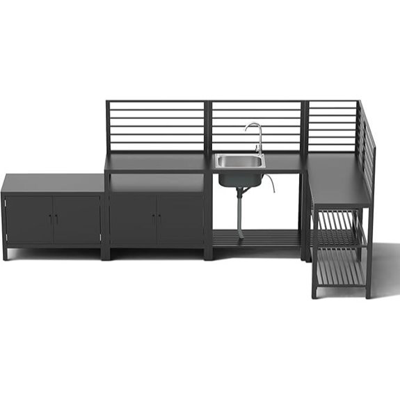 Domi 5-Piece Outdoor Kitchen Island with Sink