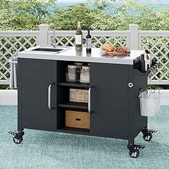 Outdoor Kitchen Island with Sink and Storage