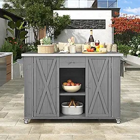 LUMISOL Outdoor Kitchen Island with Storage and Accessories