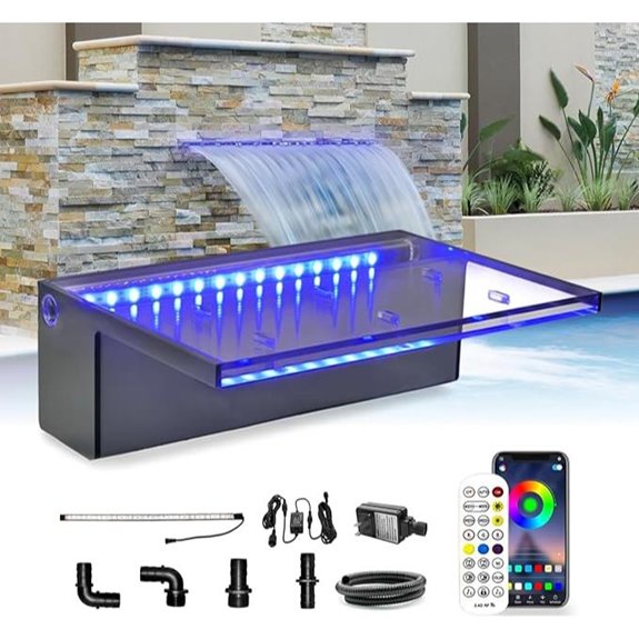 LONGRUN LED Outdoor Pool Fountain Waterfall Spillway Kit
