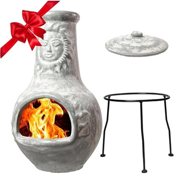 Wiosi Medium Outdoor Chiminea with Metal Stand