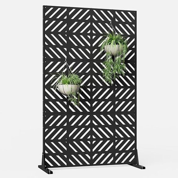 Metal Privacy Screen with Stand for Outdoors