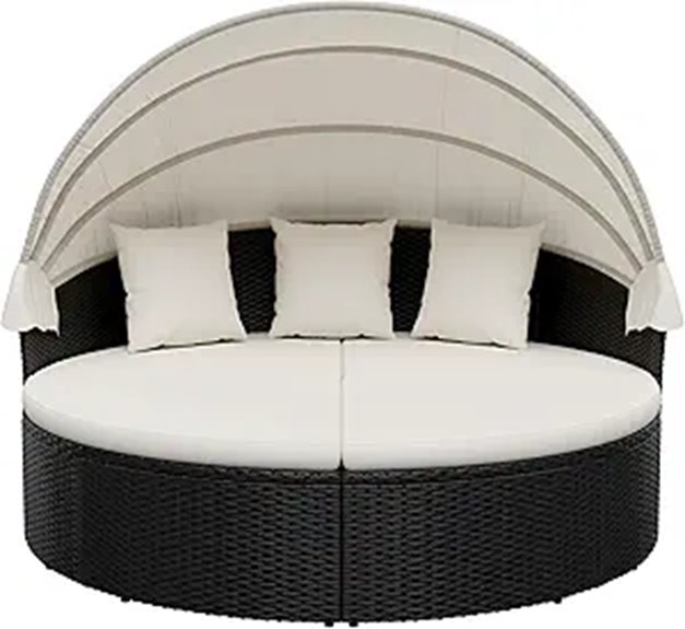 Homall Outdoor Patio Daybed with Canopy and Cushions