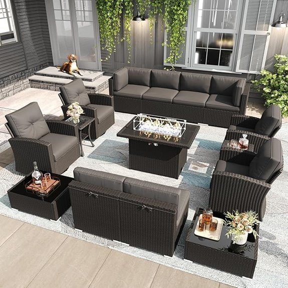 LayinSun 15-Piece Patio Furniture Set with Fire Pit