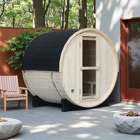Outdoor 4-Person Pinewood Steam Sauna with Heater