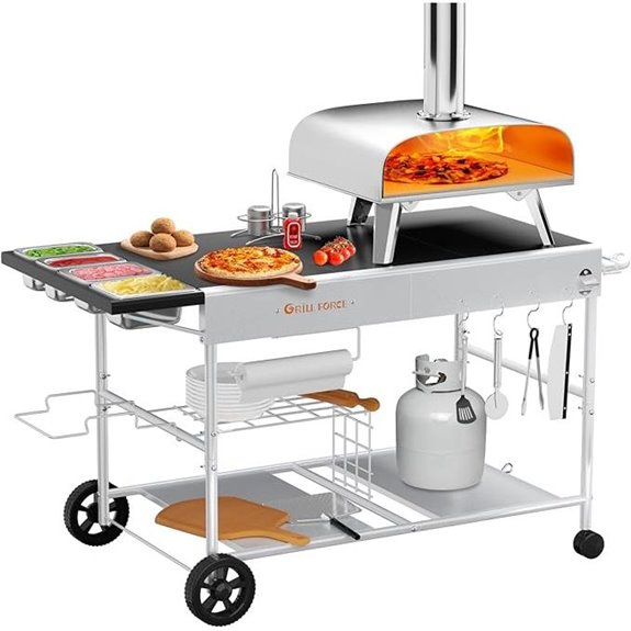 Outdoor Pizza Oven Cart with Topping Station