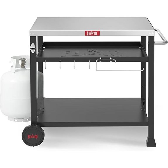 3-Shelf Outdoor Grill Table for Pizza Ovens