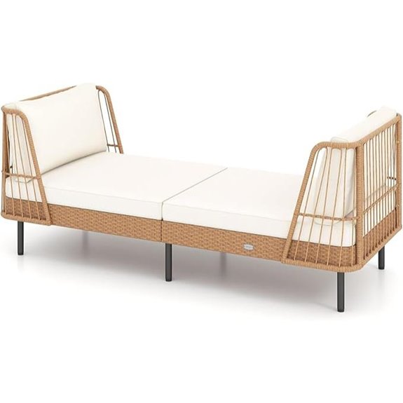 Tangkula Patio Rattan Daybed with Cushions