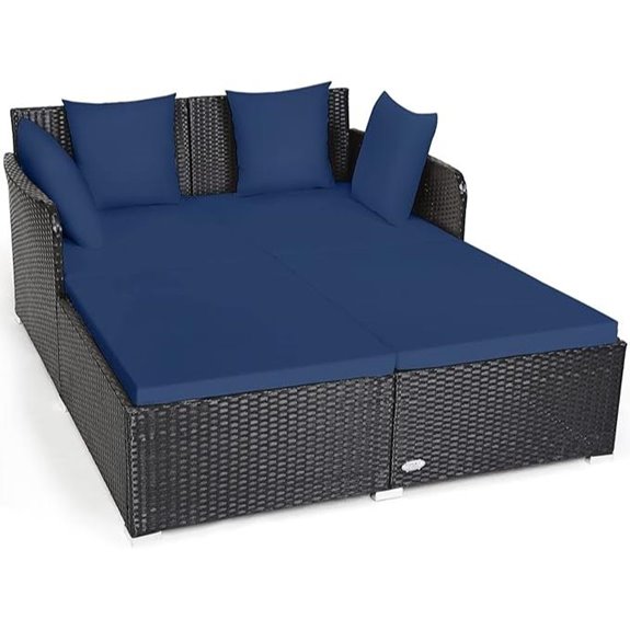 Tangkula Outdoor Rattan Daybed with Cushions