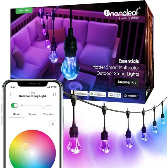Nanoleaf Essentials Outdoor RGBICW String Lights (49ft)