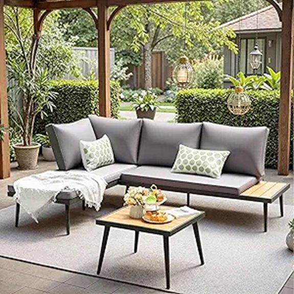 Devoko Outdoor Patio Sectional Sofa Set with Table