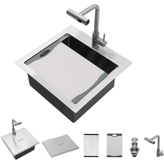 Lordear Outdoor Kitchen Sink with Pull-Out Faucet