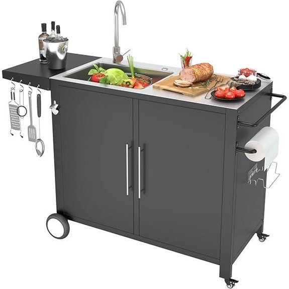 Outdoor Kitchen Sink with Hose Hookup and Worktable