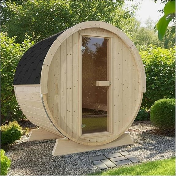 ZONEMEL Outdoor 2-Person Barrel Sauna with Heater