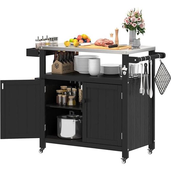 Weatherproof Outdoor Kitchen Island with Storage and Wheels