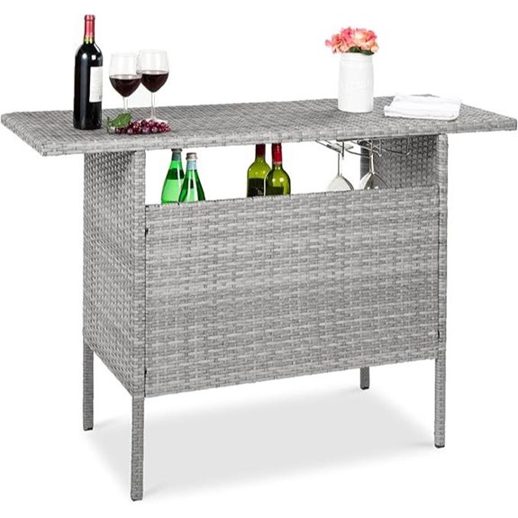 Best Choice Outdoor Wicker Bar Table with Shelves
