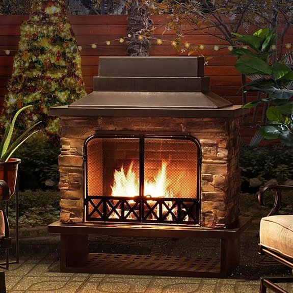 Sunjoy Outdoor Wood Burning Fireplace with Chimney