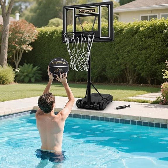 poolside adjustable pool basketball hoop with accessories