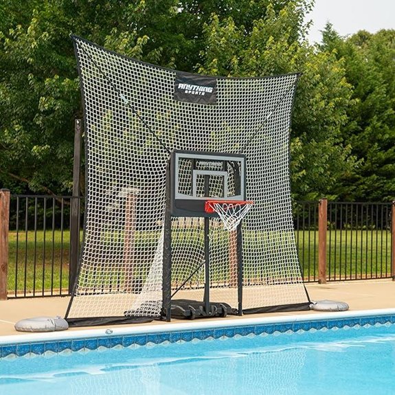 Pool Basketball Hoop with Backstop and Adjustable Goal