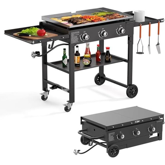 SKOK 31.5-Inch Portable Gas Grill with Side Shelves